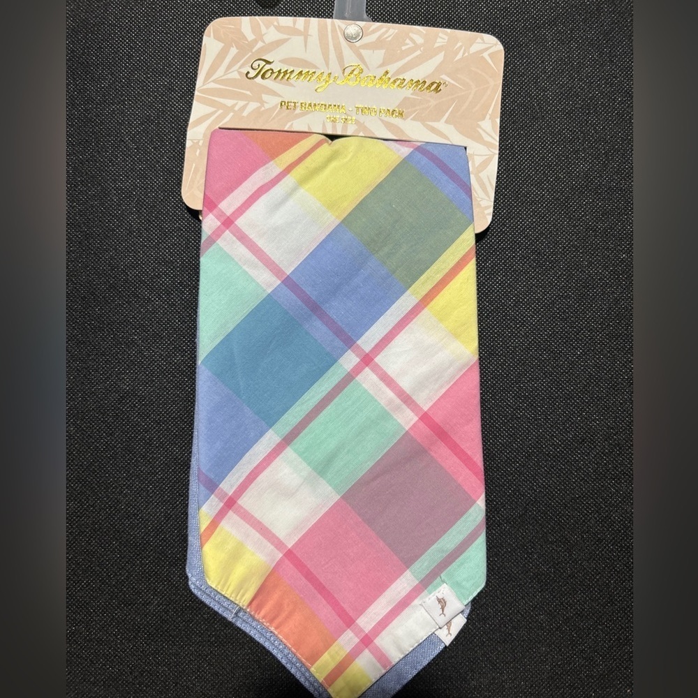 TOMMY BAHAMA PET BANDANA 2 Pack One Size Easter Spring Dog Clothing Plaid pink